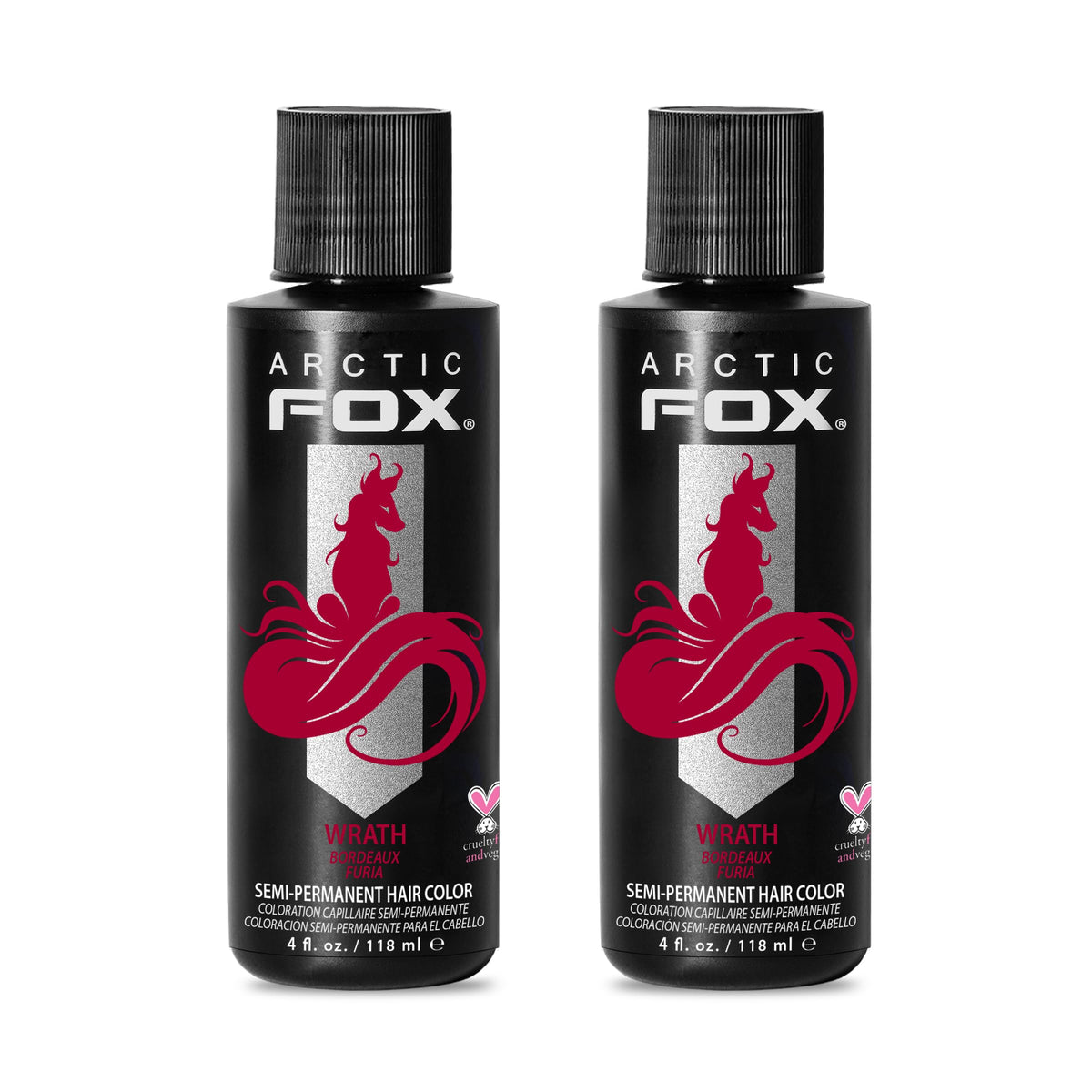 ARCTIC FOX Semi-Permanent Hair Dye WRATH 2 x 4 fl oz packaging front view