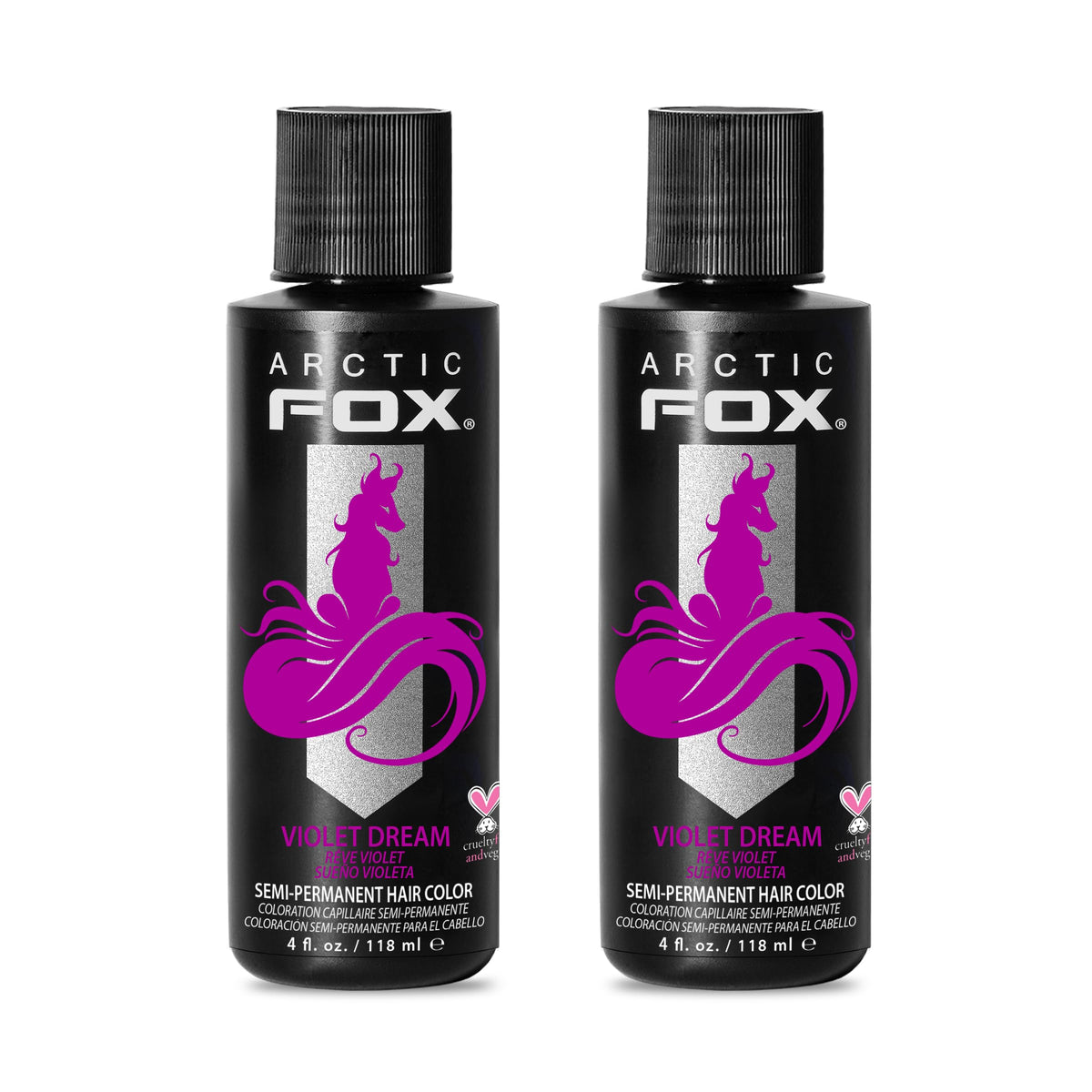 ARCTIC FOX Violet Dream Semi-Permanent Hair Dye front view with floral purple colour
