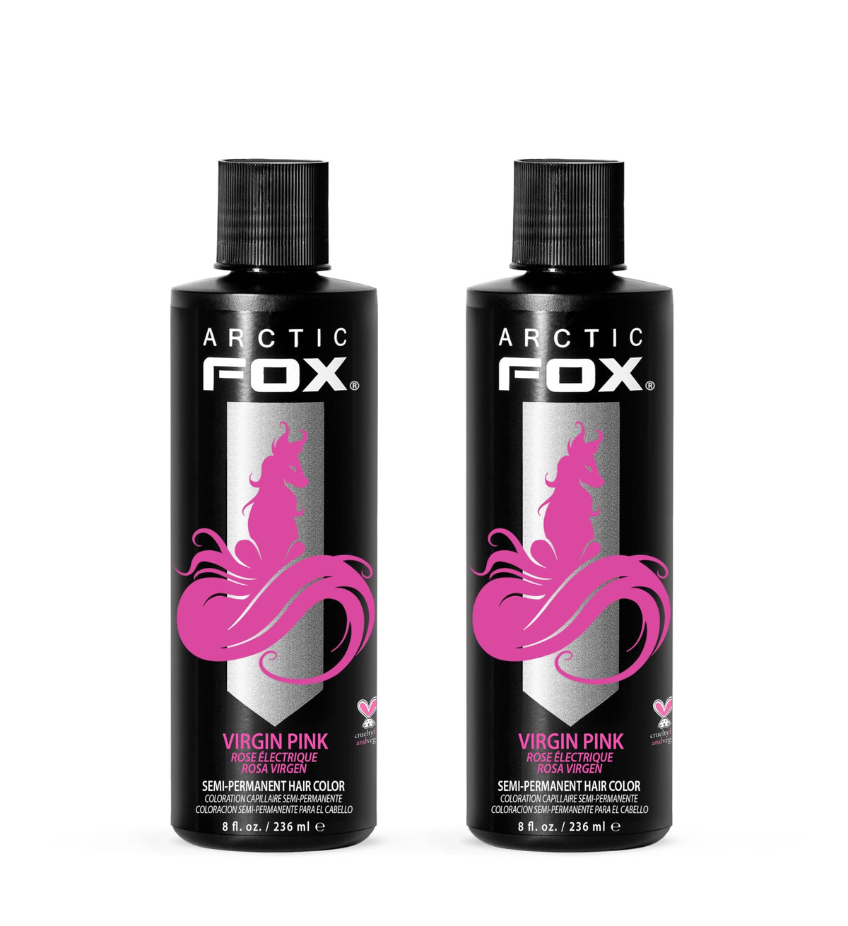 ARCTIC FOX Virgin Pink Hair Dye front view, 8 oz bottles