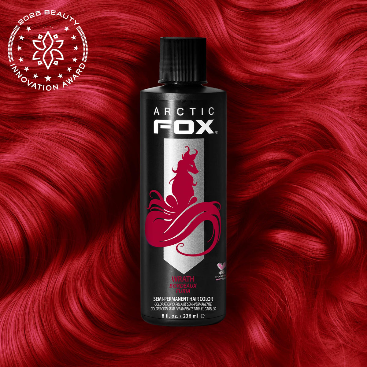 ARCTIC FOX Wrath hair dye packaging with vibrant crimson colour