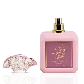 Ard Al Zaafaran Pink Blush Eau de Parfum on a vanity