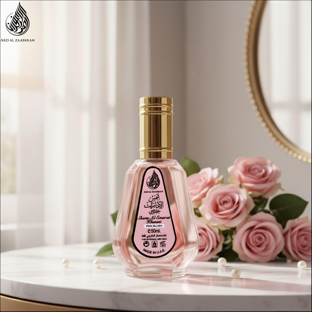 Ard Al Zaafaran Pink Blush Shams Al Emarat Khususi 100ml bottle close-up