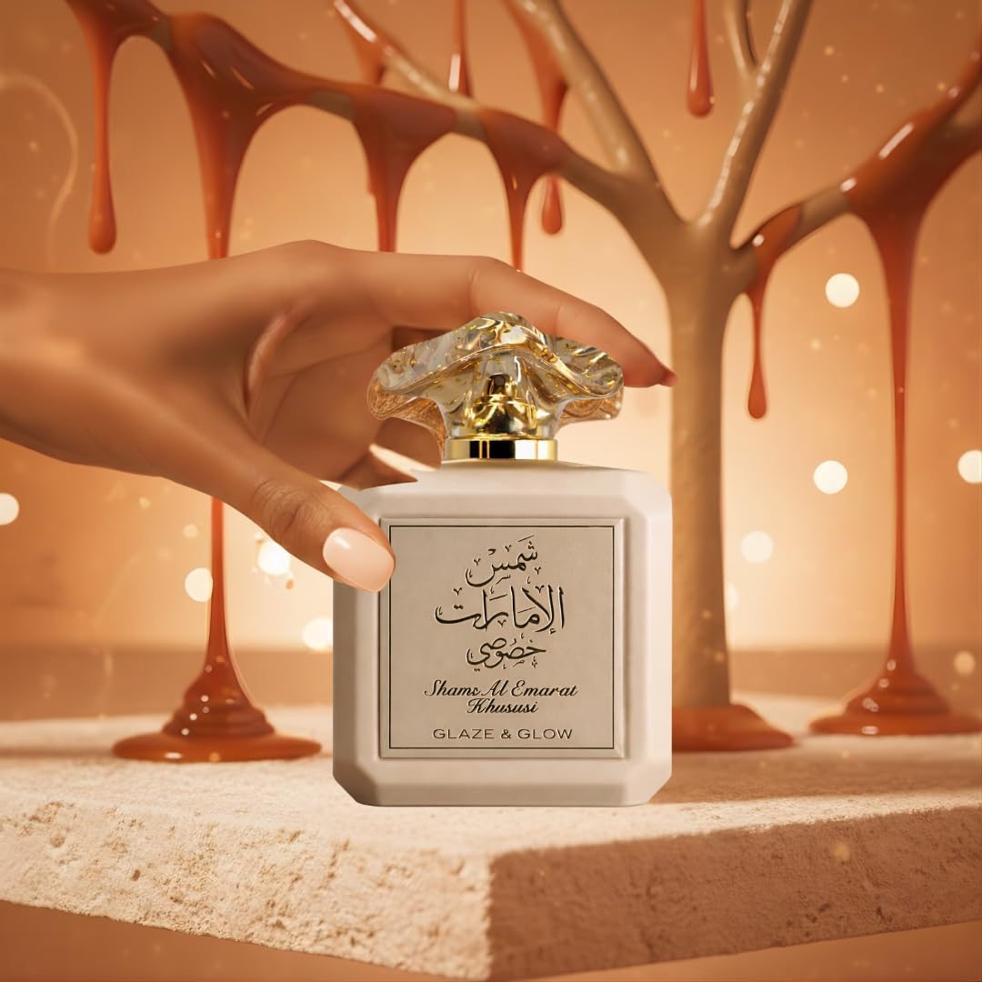 Ard al Zaafaran Shams Al Emarat Khususi Glaze & Glow Eau de Parfum packaging
