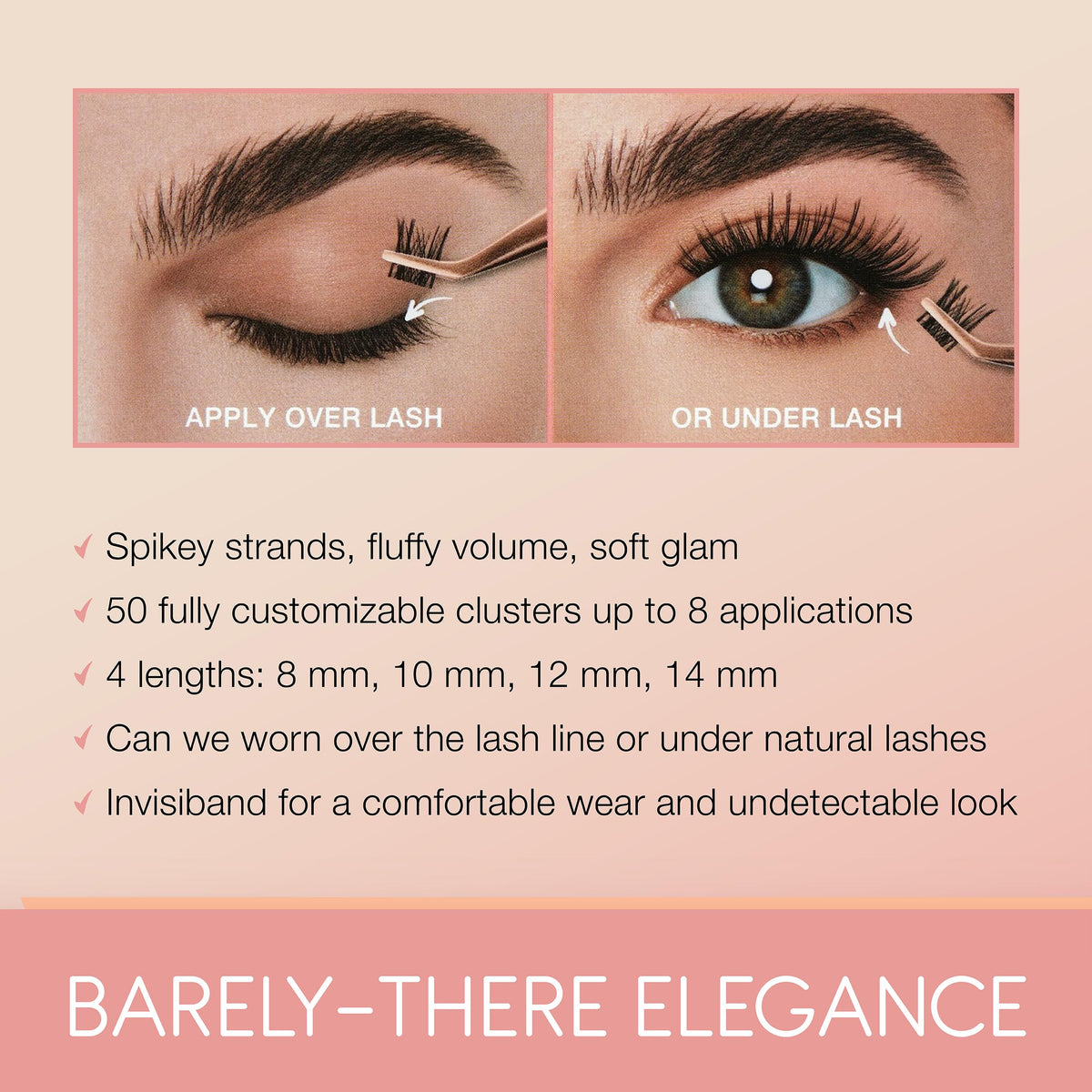 Ardell Naked Clusters 421 showing different lash lengths