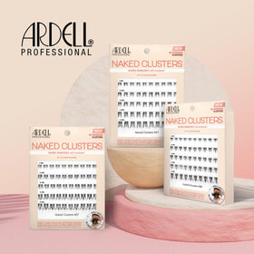 Ardell Naked Clusters 438 lashes on a makeup table