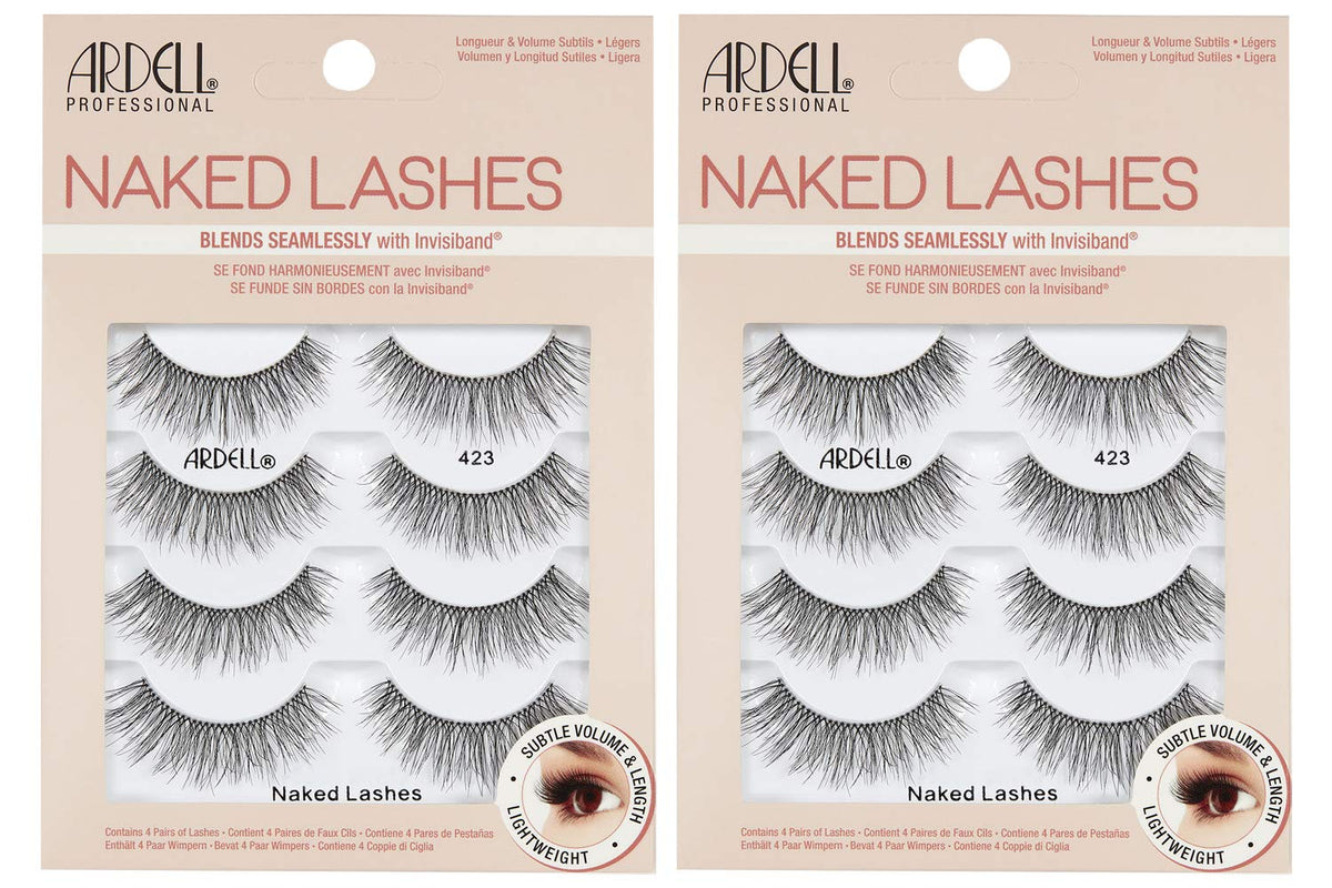 Ardell Naked Lashes 423 wispy false eyelashes front view with packaging