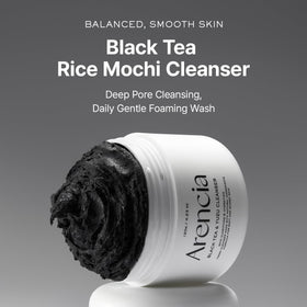 ARENCIA Black Tea Rice Mochi Face Cleanser back view with ingredient list