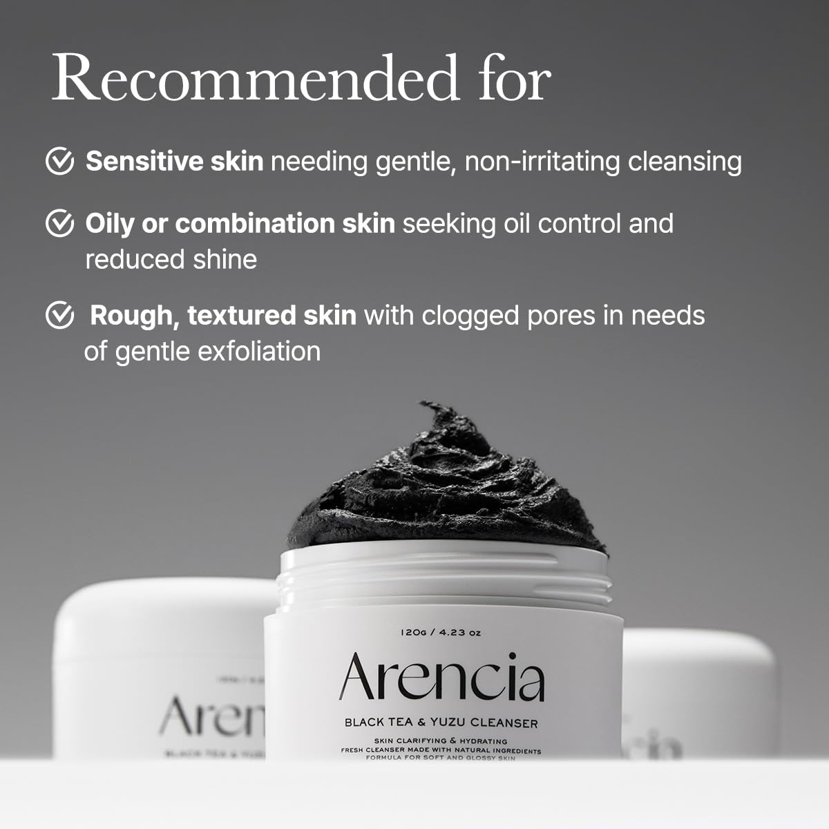 ARENCIA Black Tea Rice Mochi Face Cleanser with natural extracts
