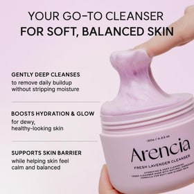 ARENCIA Fresh Lavender Rice Mochi Face Cleanser with lavender flowers