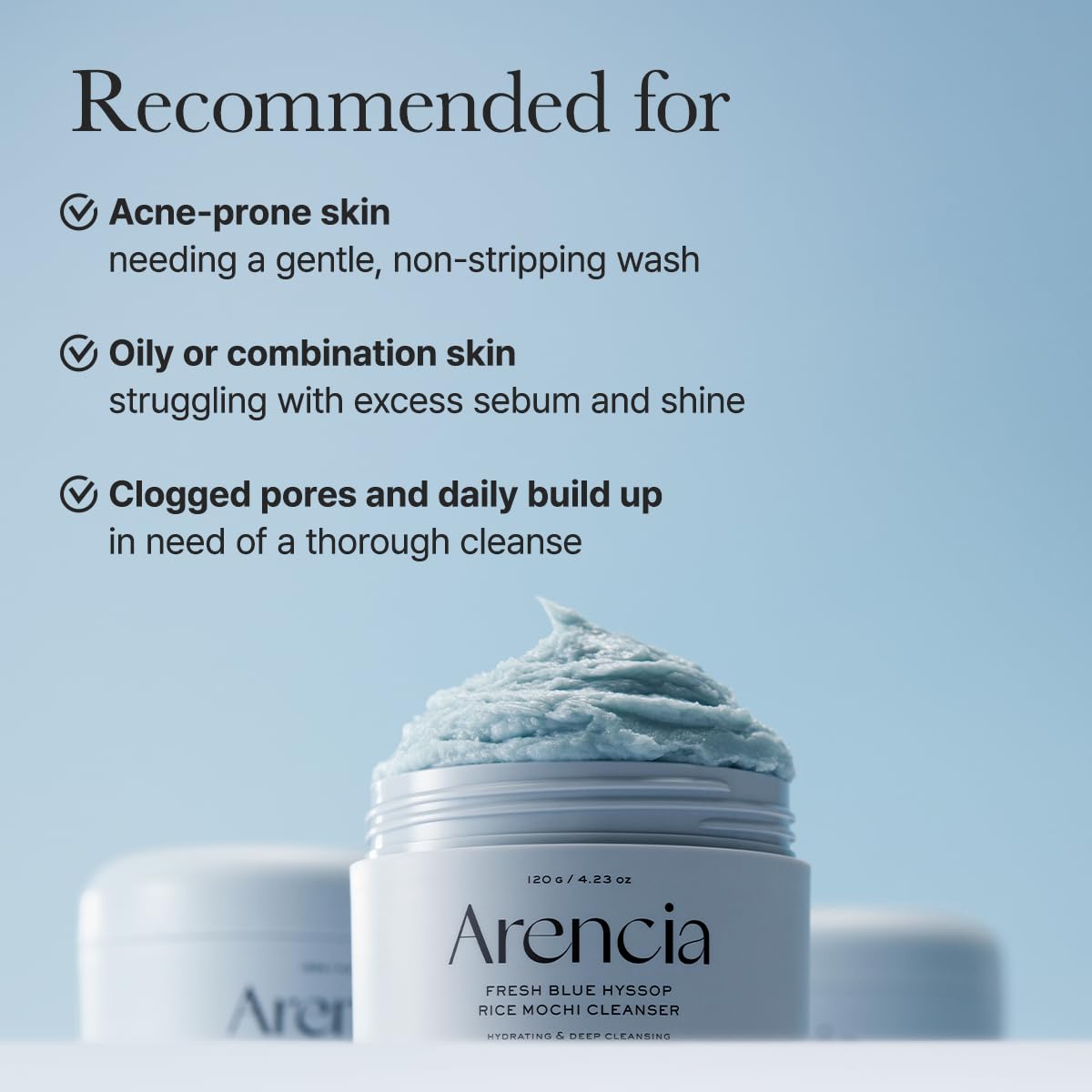 ARENCIA Hyssop Deep-Cleansing Face Scrub with ingredients list