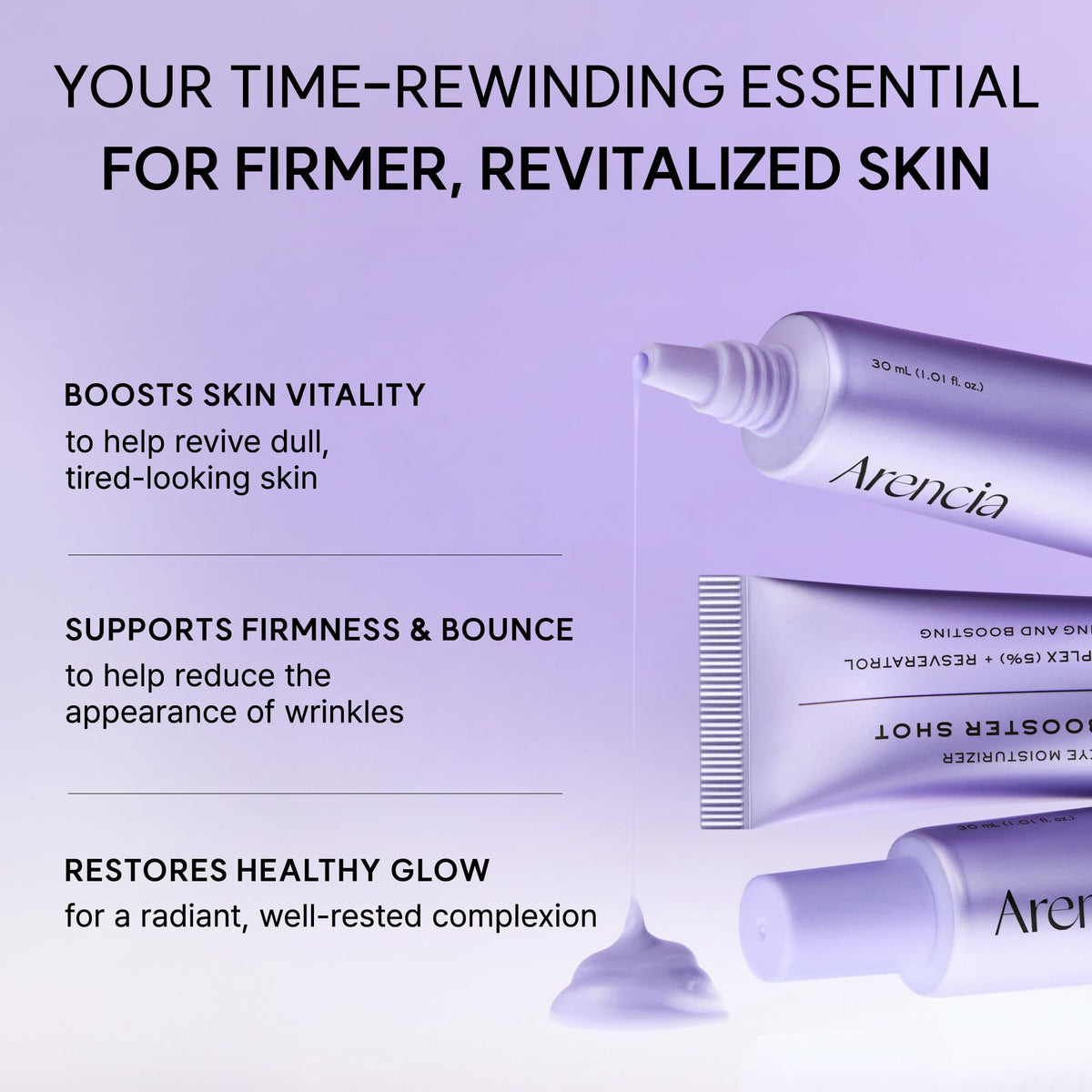 ARENCIA NAD+ Serum support Shot texture on skin