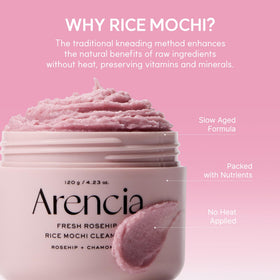 ARENCIA Rosehip Rice Mochi Face Cleanser application on skin