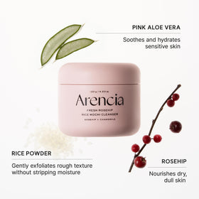 ARENCIA Rosehip Rice Mochi Face Cleanser with rice grains and rosehip