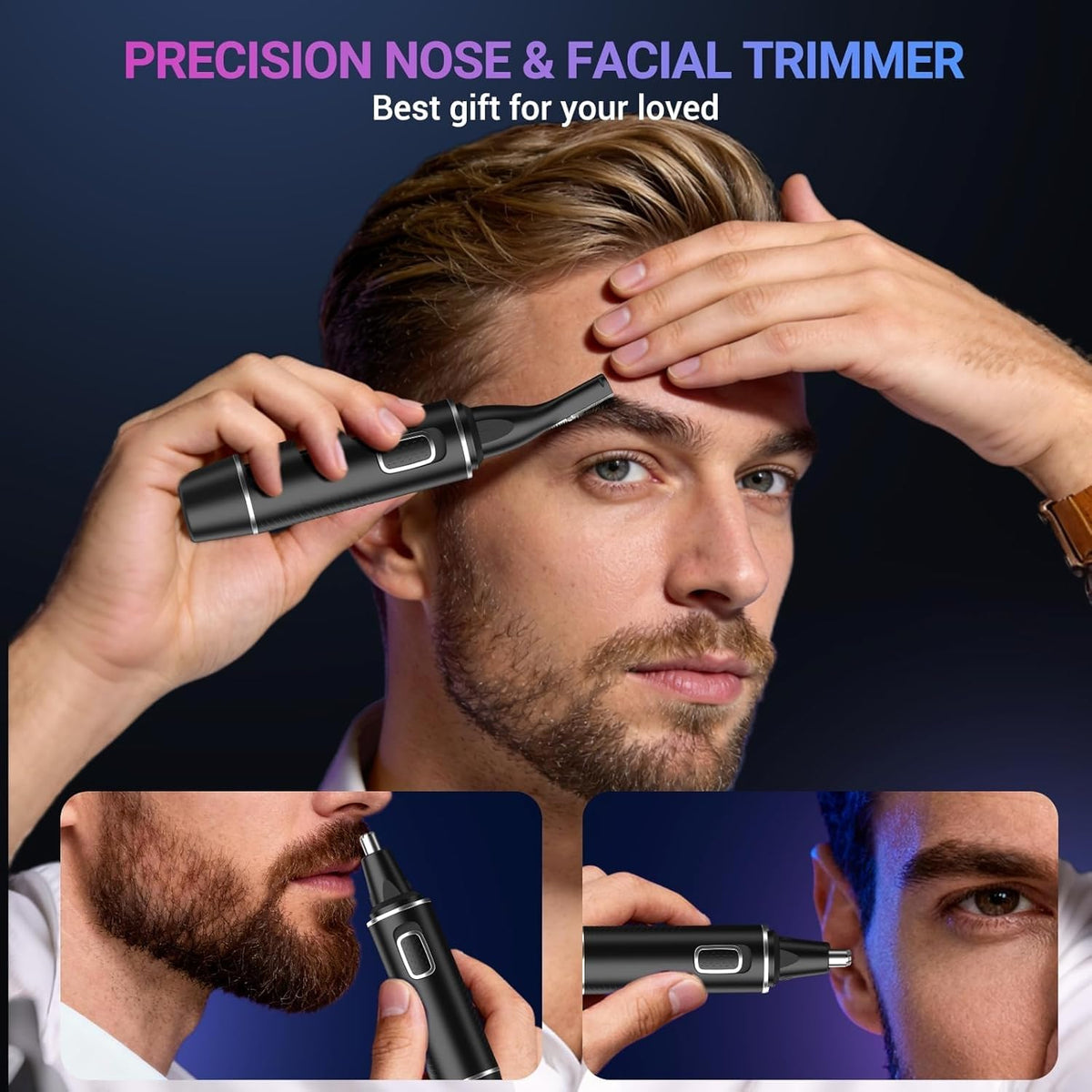 AREYZIN Nose Hair Trimmer side view showing dual-edge blades
