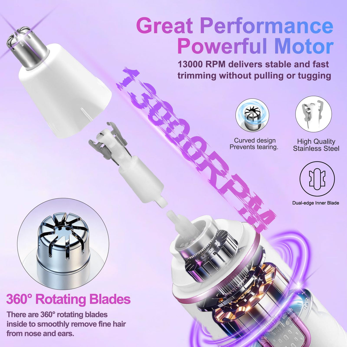 AREYZIN Nose Hair Trimmer with USB-C charging cable