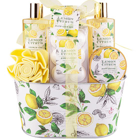 ArioseMonde Lemon Bath Gift Set with metal bucket and bath products