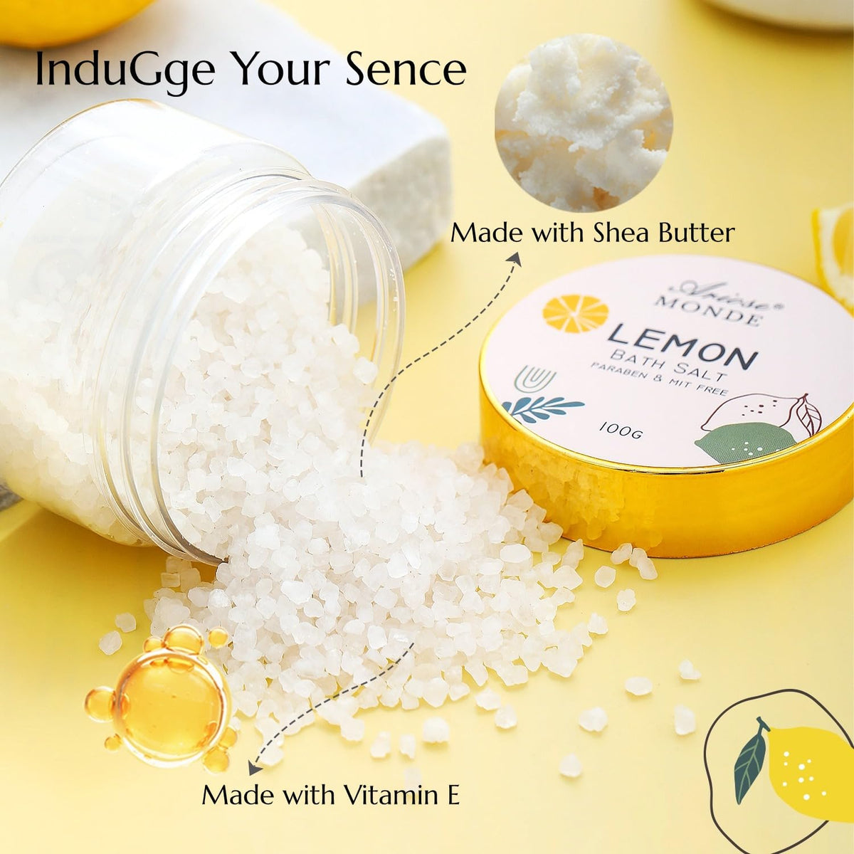 ArioseMonde Lemon Home Spa Gift Basket featuring bath oils and salts