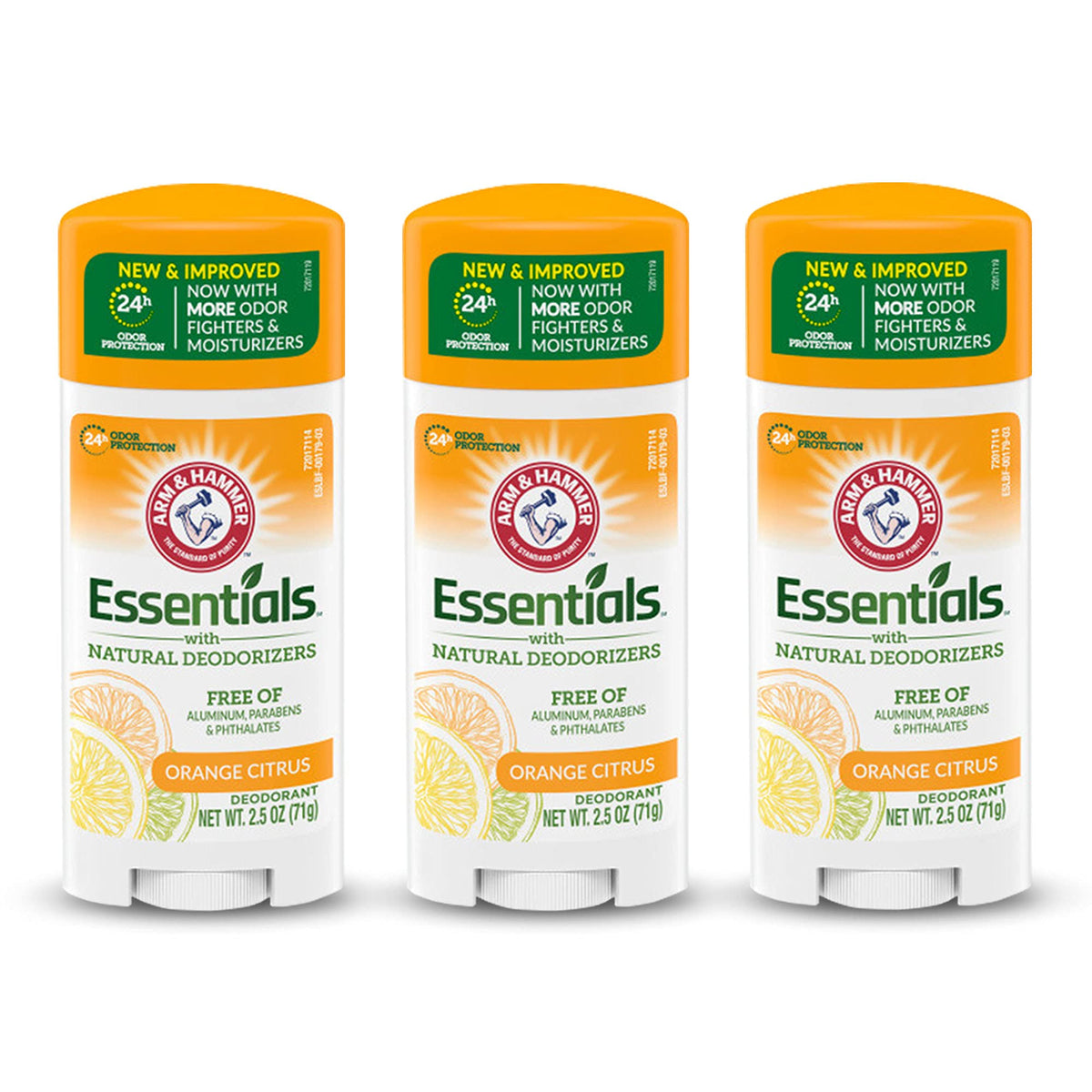 Arm & Hammer Essentials Deodorant Orange Citrus 3-Pack front view