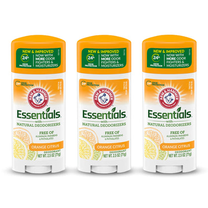 Arm & Hammer Essentials Deodorant Orange Citrus 3-Pack front view