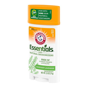 Arm & Hammer Essentials Natural Deodorant showcasing natural ingredients