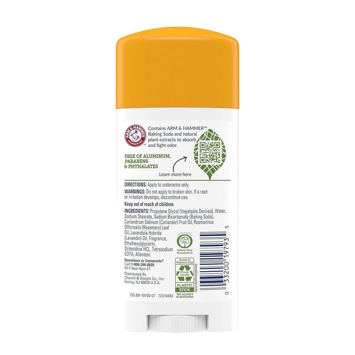 Arm & Hammer Essentials Natural Deodorant stick showing wide design