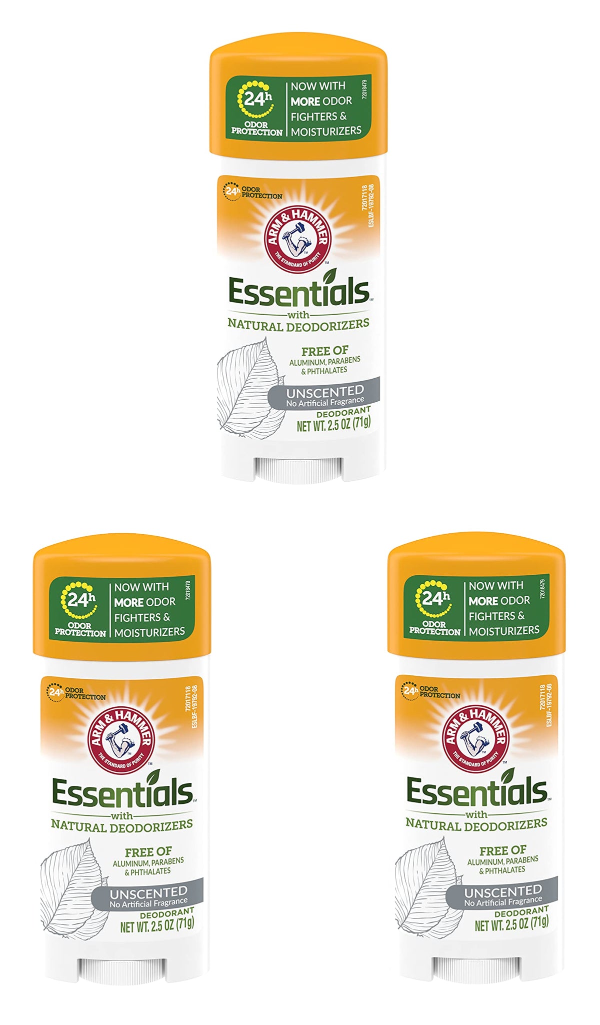 Arm & Hammer Essentials Unscented Deodorant 2.5 oz front view