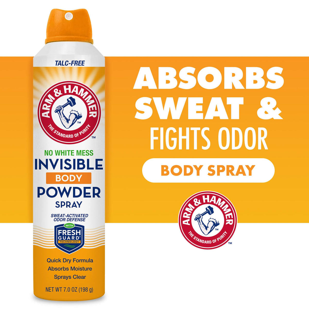 Arm & Hammer Invisible Body Powder Spray 240g cap open