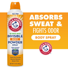 Arm & Hammer Invisible Body Powder Spray 240g cap open