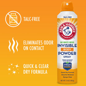Arm & Hammer Invisible Body Powder Spray 240g with other personal care products