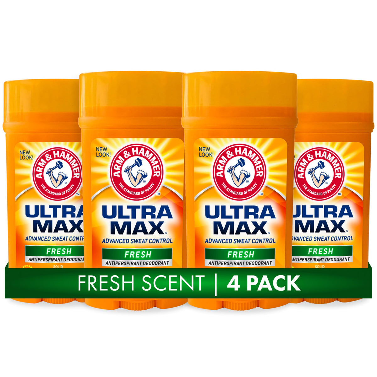 Arm & Hammer Ultra Max Deodorant Fresh Scent 4-Pack with two solid sticks