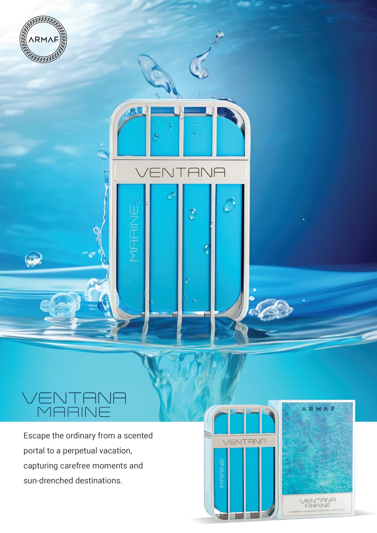 Armaf Ventana Marine Eau de Parfum 100ml close-up of bottle