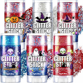 AROIC 6Pcs Body Glitter Stick Set with red, white, and blue shades