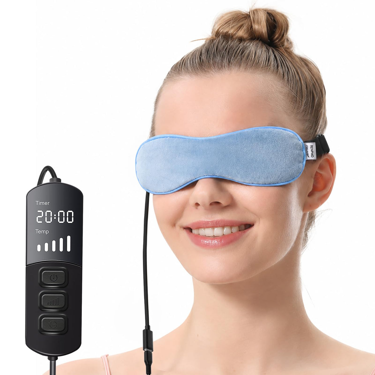 Aroma Season Heated Eye Mask front view in blue