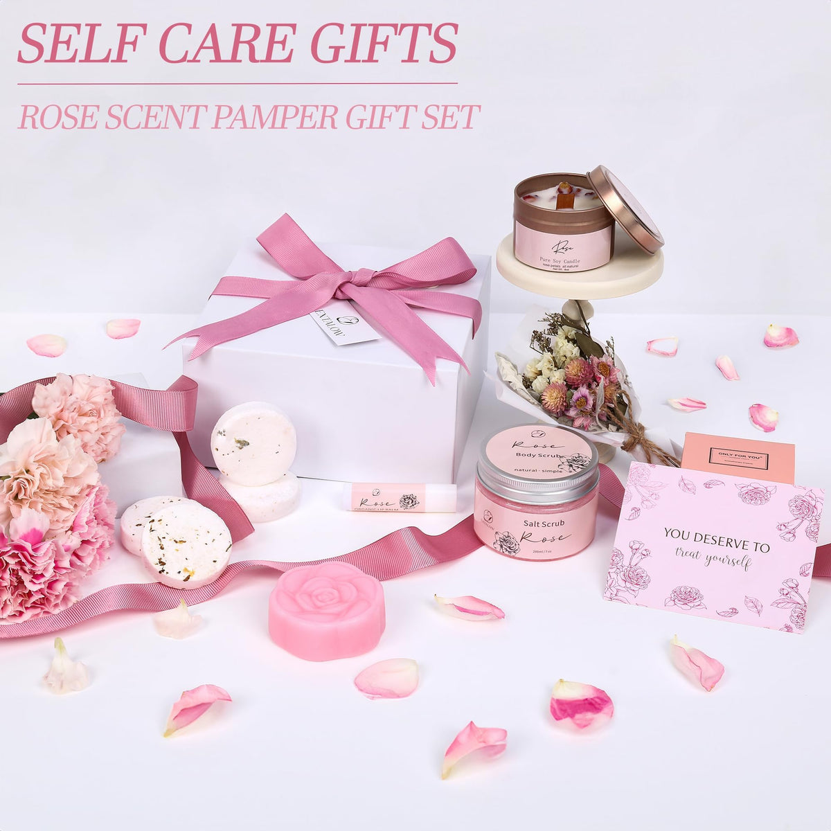 Aromatherapy candle in rose scent from EXTALOW Spa Gift Set