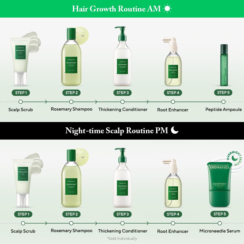 AROMATICA Overnight Rosemary PDRN Scalp Serum lifestyle scene with user