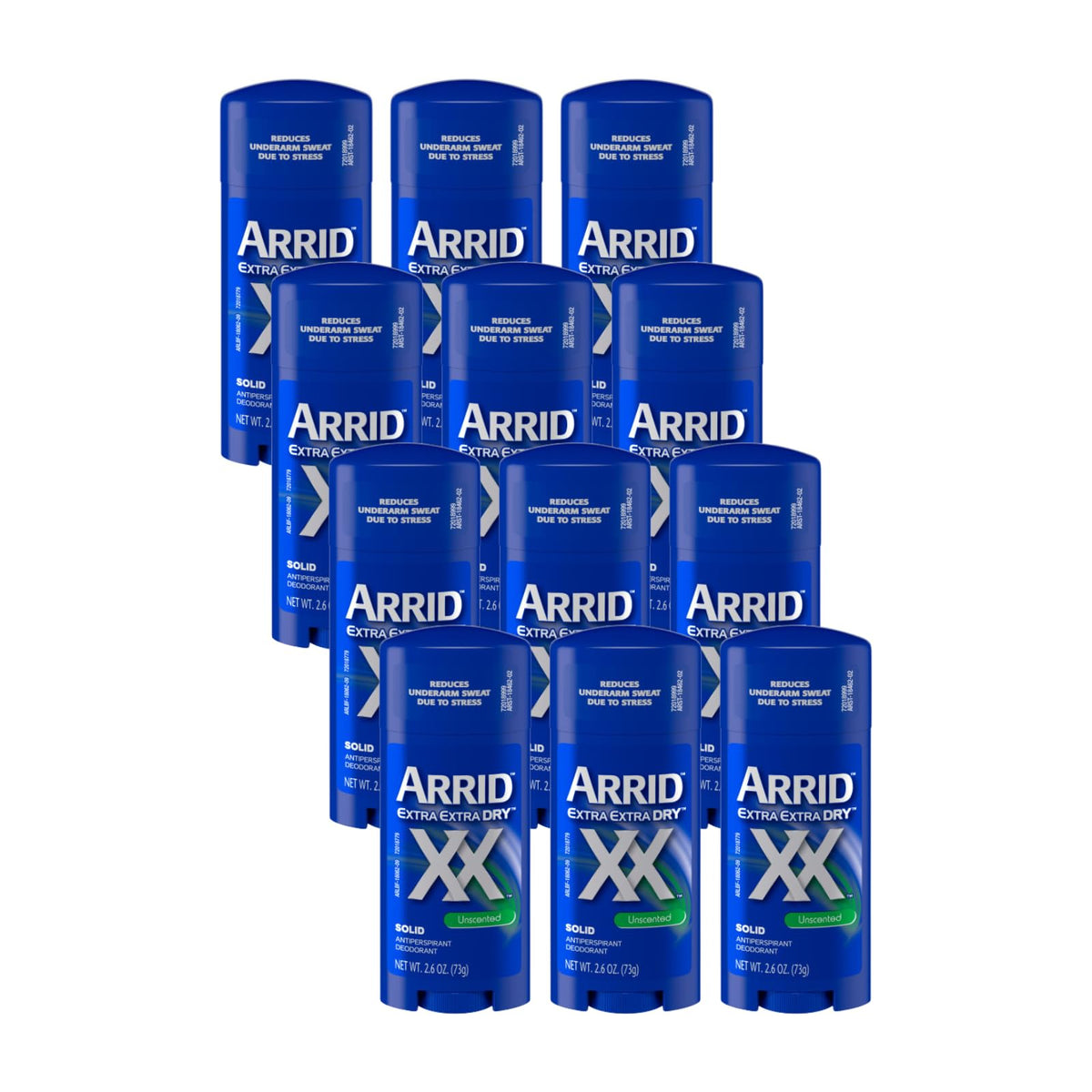 Arrid Extra Extra Dry Antiperspirant Deodorant unscented 12-pack front view