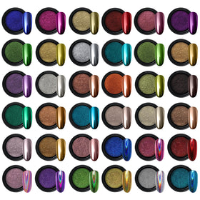Artdone 36 jars of chrome nail powder assorted colours