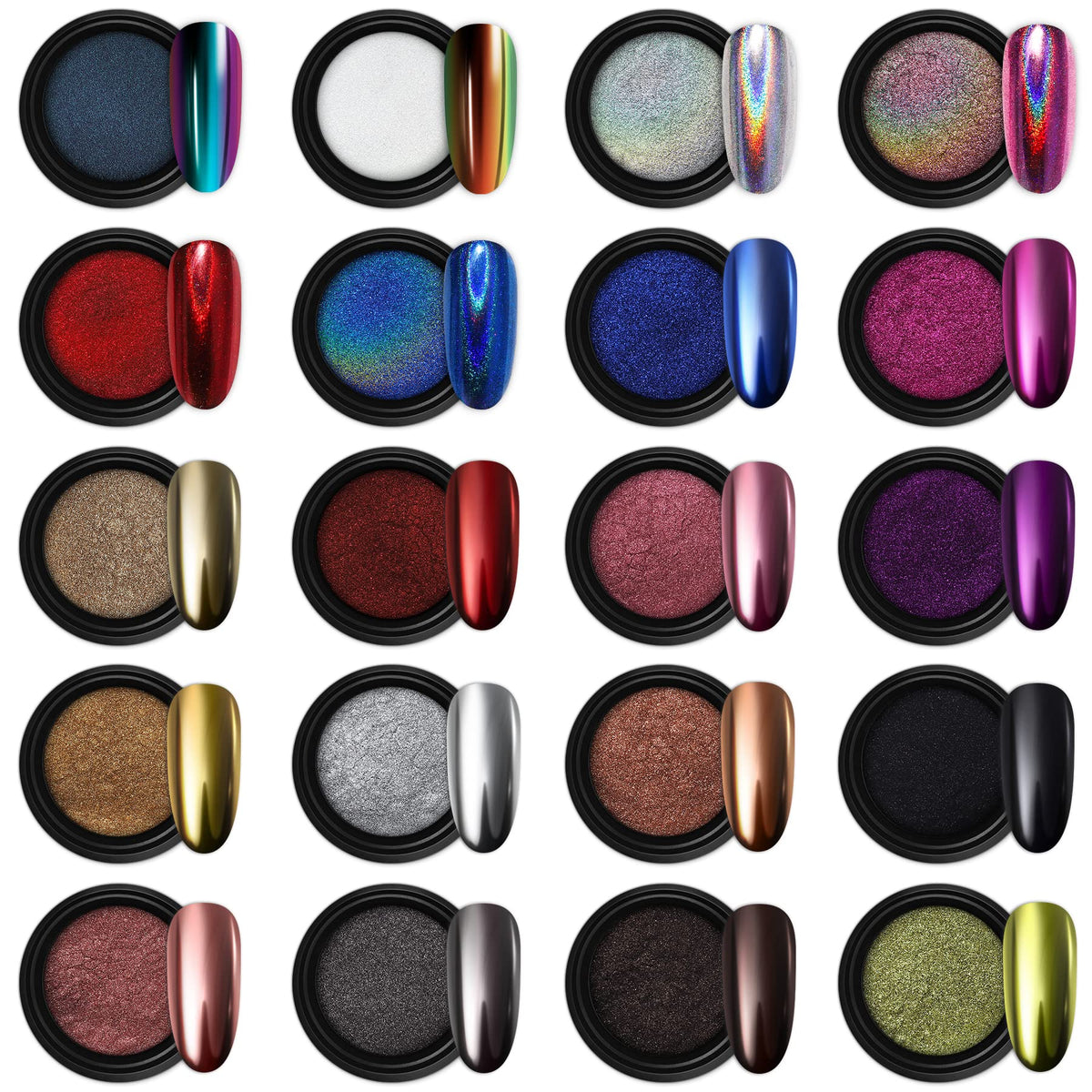 Artdone Nail Powder Set 20 jars with various pigments