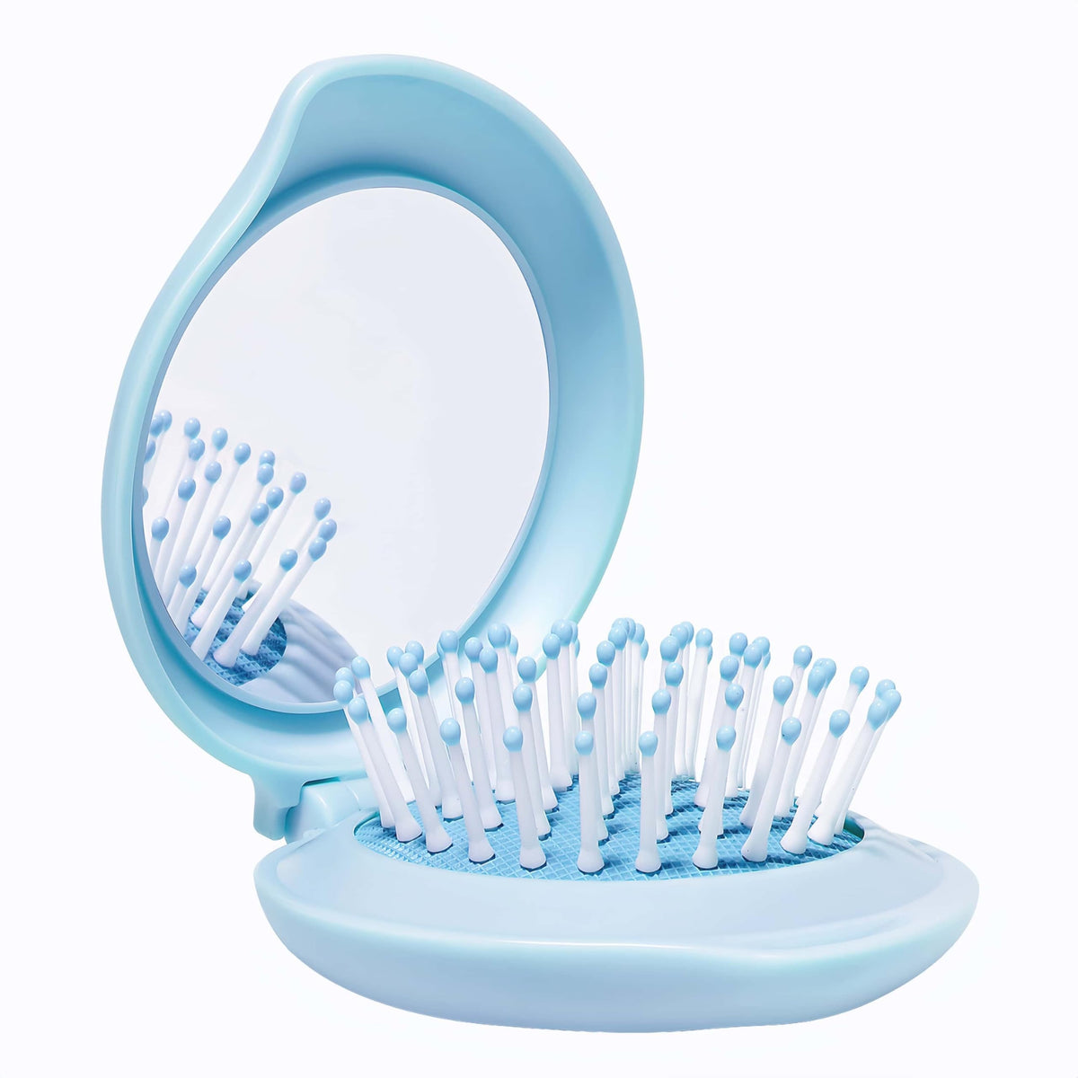 Arthaxi Mini Hair Brush with Mirror Combo front view in blue