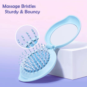 Arthaxi Mini Hair Brush with Mirror Combo open showing brush and mirror