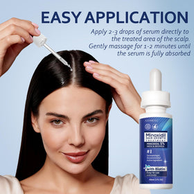 Artimore Minoxidil Hair Growth Serum 5% on a bathroom counter
