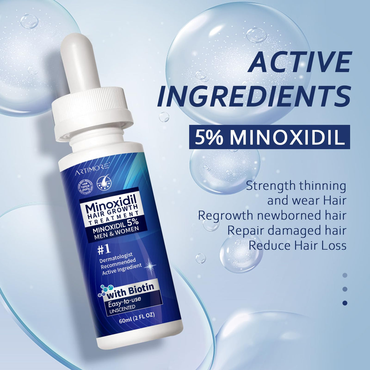 Artimore Minoxidil Hair Growth Serum 5% packaging side view
