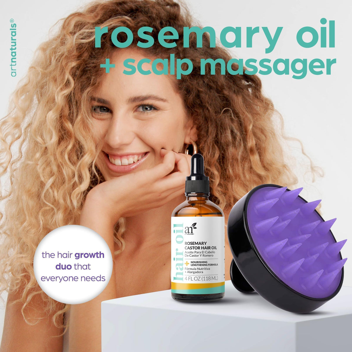 Artnaturals Rosemary Oil & Castor Oil Set 4 oz back view