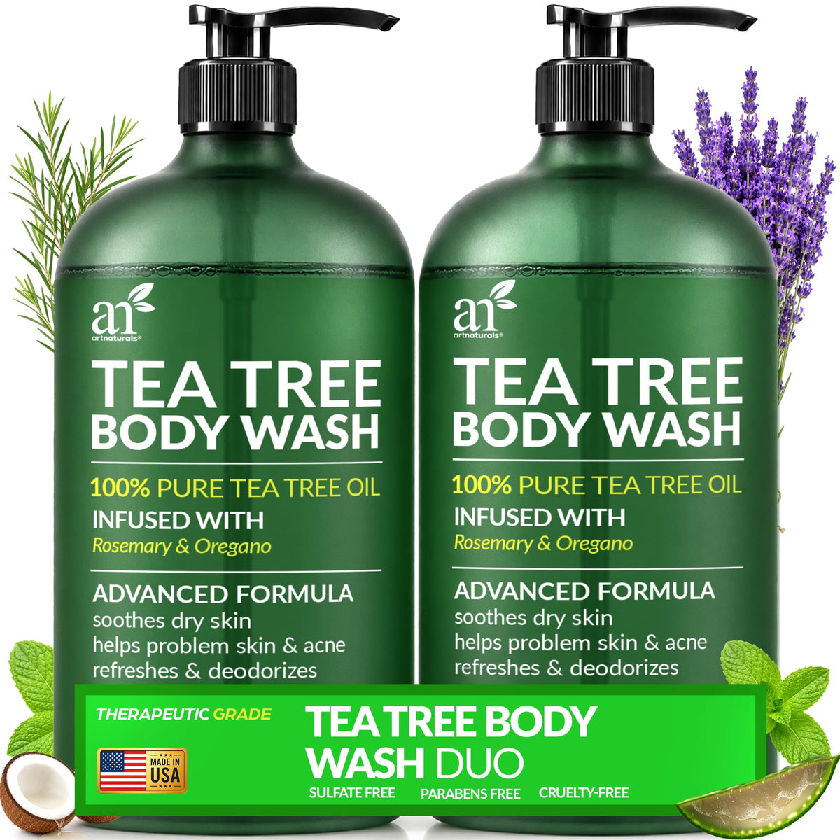 Artnaturals Tea Tree Body Wash 16 fl oz front view