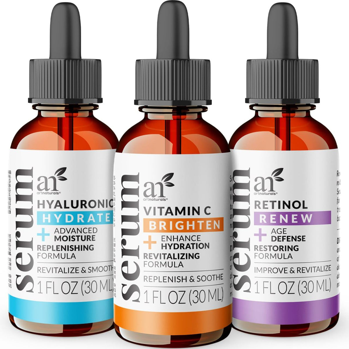 Artnaturals Vitamin C, Retinol & Hyaluronic Serum Set packaging front view