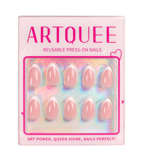 Artquee Press On Nails Short Pink French Almond lifestyle scene