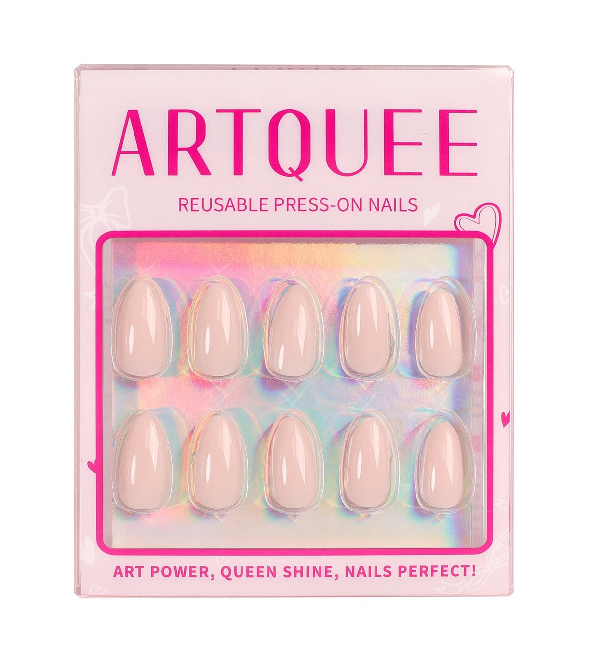 Artquee Press on Nails Short Soft Pink Almond assorted sizes