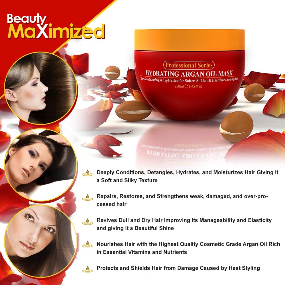 Arvazallia Hydrating Argan Oil Hair Mask side view showing label