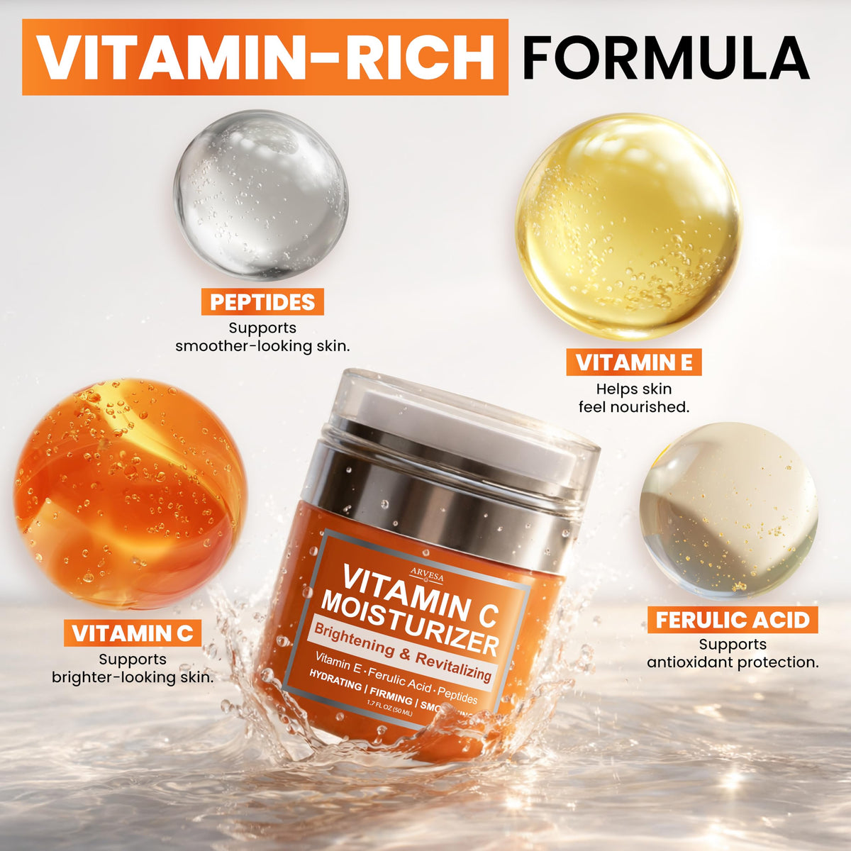 Arvesa Vitamin C Moisturizer application on face
