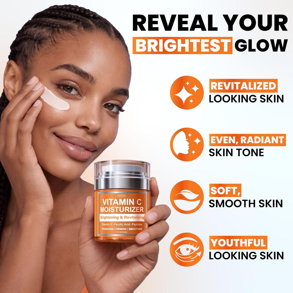 Arvesa Vitamin C Moisturizer cream texture on hand